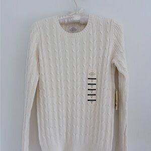 White Cable Knit Sweater, S